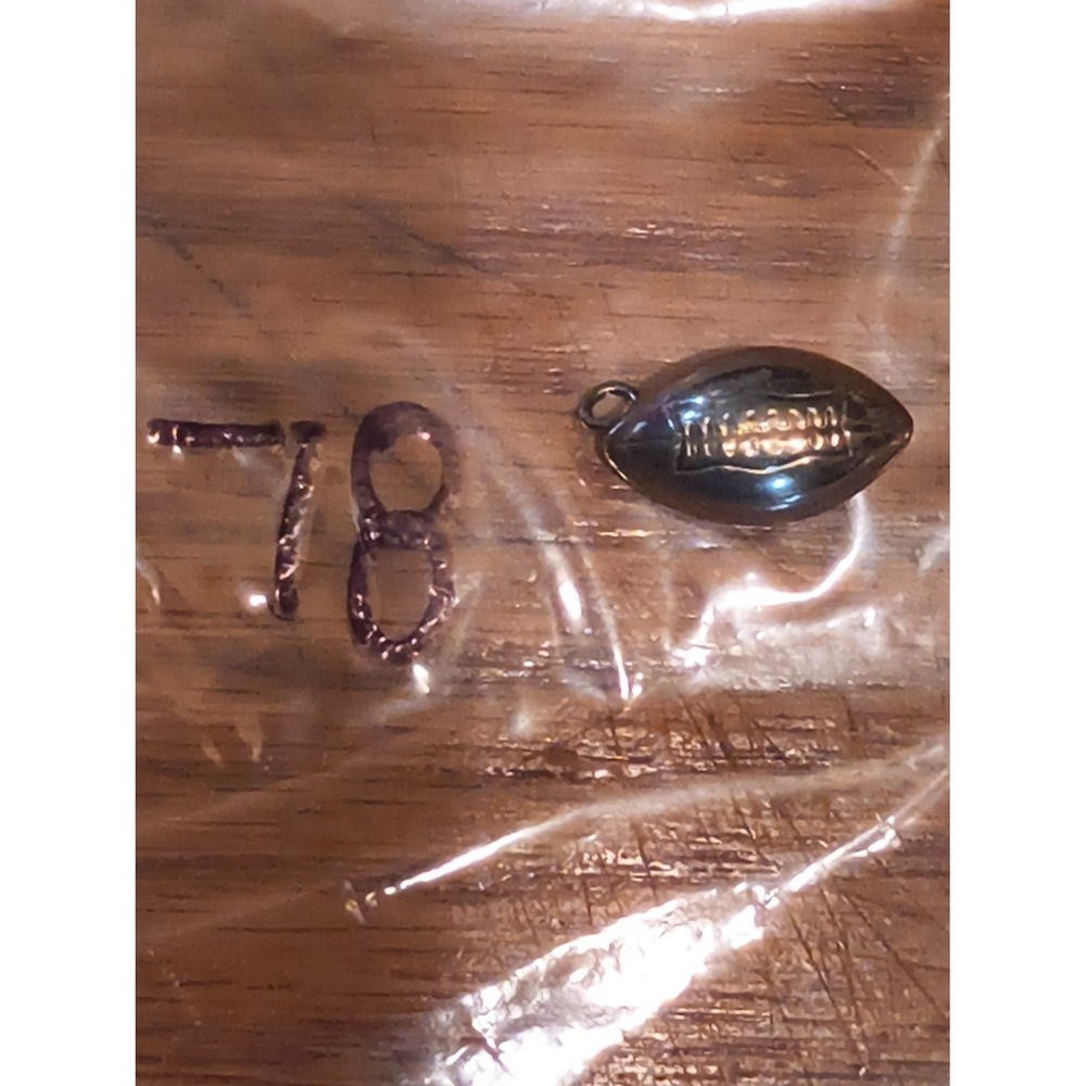 football pendant charm American 925 vintage smooth polished reverse